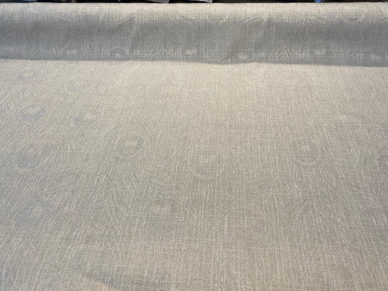 1 Yard Cream Peacock Feather Finch Linen Damask Jacquard Upholstery Fabric 55 Inches Wide